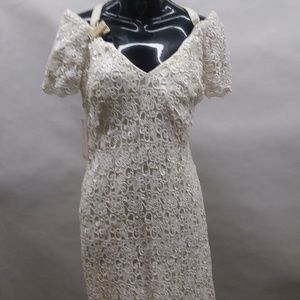 White lace over cream off the shoulder NWT